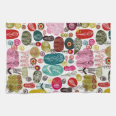 Kleurrijke Retro Hand getrokken bloemen illustrati Theedoek (Horizontaal)