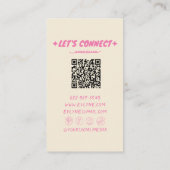 Kleurrijke Retro Hand getrokken QR-code Floral Gir Visitekaartje (Achterkant)