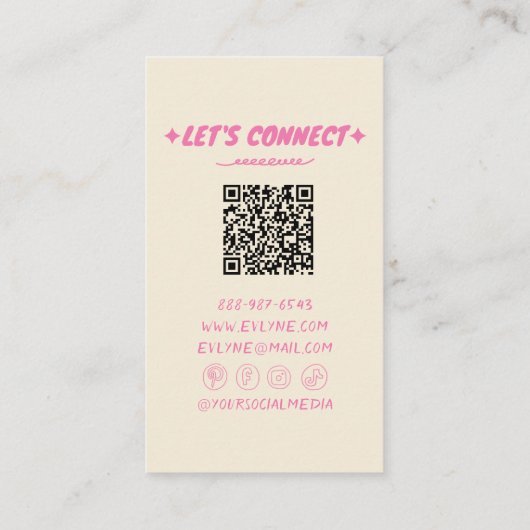 Kleurrijke Retro Hand getrokken QR-code Floral Gir Visitekaartje (Achterkant)