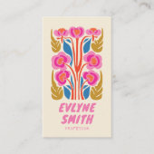 Kleurrijke Retro Hand getrokken QR-code Floral Gir Visitekaartje (Voorkant)