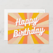 Kleurrijke Retro Happy Birthday briefkaart (Voorkant / Achterkant)