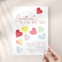 Kleurrijke Retro Harten Valentijnsdag Baby Shower Kaart
