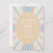 Kleurrijke Retro Hier Komt de Zon Vrijgezellenfees Kaart (Voorkant)