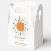 Kleurrijke retro hier komt het Son Baby shower Bedankdoosjes (Geopend)