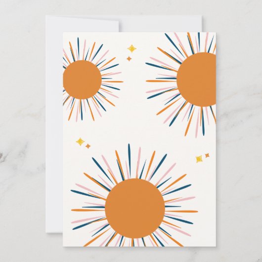 Kleurrijke retro hier komt het Son Baby shower Kaart (Achterkant)