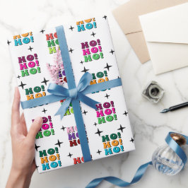 Kleurrijke Retro HO HO HO Kerst sprankeling Cadeaupapier