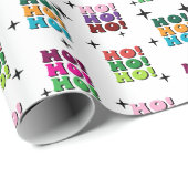 Kleurrijke Retro HO HO HO Kerst sprankeling Cadeaupapier (Rol Hoek)