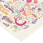 Kleurrijke Retro Holly Jolly Kerstmis Tekst Ontwer Tafelkleed (Gekanteld)