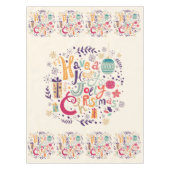 Kleurrijke Retro Holly Jolly Kerstmis Tekst Ontwer Tafelkleed (Voorkant)