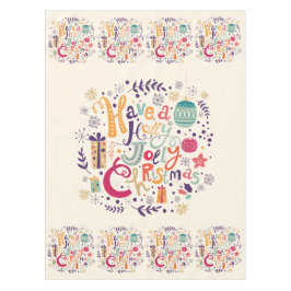 Kleurrijke Retro Holly Jolly Kerstmis Tekst Ontwer Tafelkleed