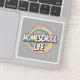 Kleurrijke Retro Homeschool Life Sticker