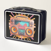 Kleurrijke retro jaren ’80 boombox met een zonnest (Voorkant)