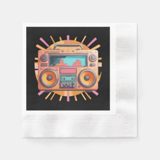 Kleurrijke retro jaren ’80 boombox met een zonnest servet