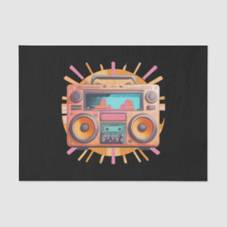 Kleurrijke retro jaren ’80 boombox met een zonnest tissuepapier