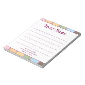 Kleurrijke Retro Jouw Naam Lijnen Notitieblok (Linkerzijde)