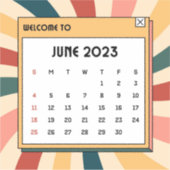 Kleurrijke Retro Juni 2023 Kalender Sticker (Voorkant)
