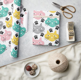Kleurrijke Retro Katten Cadeaupapier