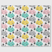 Kleurrijke retro katten cadeaupapier (Vlak)