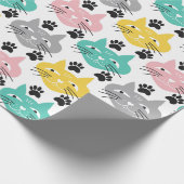 Kleurrijke retro katten cadeaupapier (Hoek)