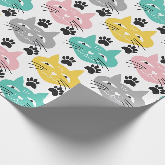 Kleurrijke retro katten cadeaupapier (Hoek)