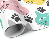 Kleurrijke retro katten cadeaupapier (Rol Hoek)