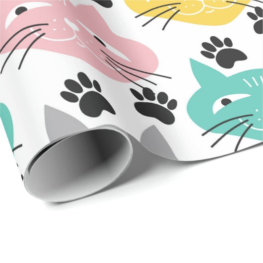 Kleurrijke retro katten cadeaupapier (Rol Hoek)