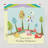 Kleurrijke Retro Katten en Easter Egg Bomen Verjaa Kaart (Voorkant / Achterkant)