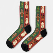 Kleurrijke Retro Kerst Crew Soks Sokken (Links)