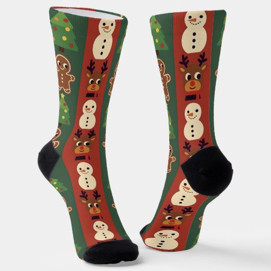 Kleurrijke Retro Kerst Crew Soks Sokken (Gebogen)