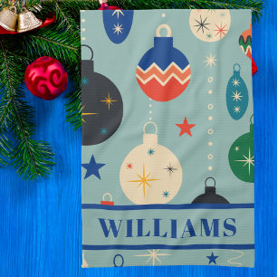 Kleurrijke Retro Kerst Cute Vintage Ornamenten Theedoek