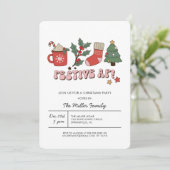 Kleurrijke Retro Kerstfeest Uitnodiging (Staand voorkant)