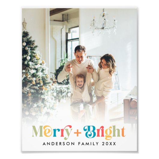 Kleurrijke Retro Kerstmis Familie Foto Afdruk (Voorkant)