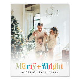 Kleurrijke Retro Kerstmis Familie Foto Foto Afdruk