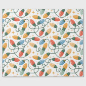Kleurrijke Retro Kerstverlichting Cadeaupapier (Vlak)