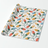 Kleurrijke Retro Kerstverlichting Cadeaupapier (Uitgerold)
