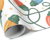 Kleurrijke Retro Kerstverlichting Cadeaupapier (Rol Hoek)