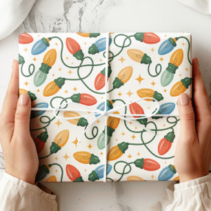 Kleurrijke Retro Kerstverlichting Cadeaupapier