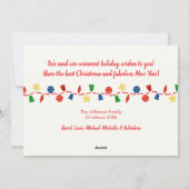 Kleurrijke retro kerstversieringen foto feestdagenkaart (Achterkant)