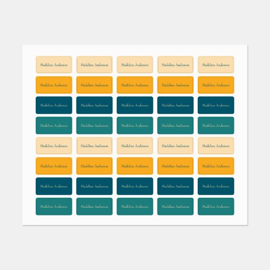 Kleurrijke Retro Kinderen Naam Labels voor Kleding (Vel)