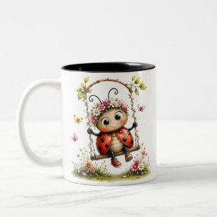 Kleurrijke Retro Lieveheersbeestje Koffiekop Vinta Tweekleurige Koffiemok