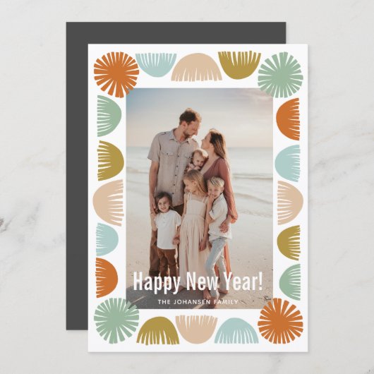 Kleurrijke Retro Lijst foto Feestdagenkaart (Voorkant / Achterkant)