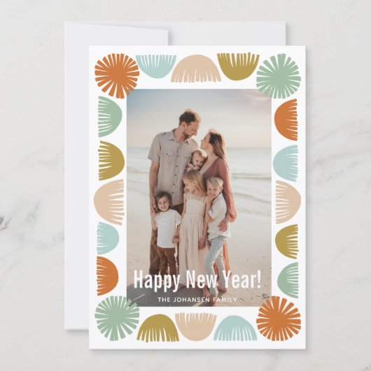 Kleurrijke Retro Lijst foto Feestdagenkaart (Voorkant)