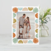 Kleurrijke Retro Lijst foto Feestdagenkaart (Staand voorkant)