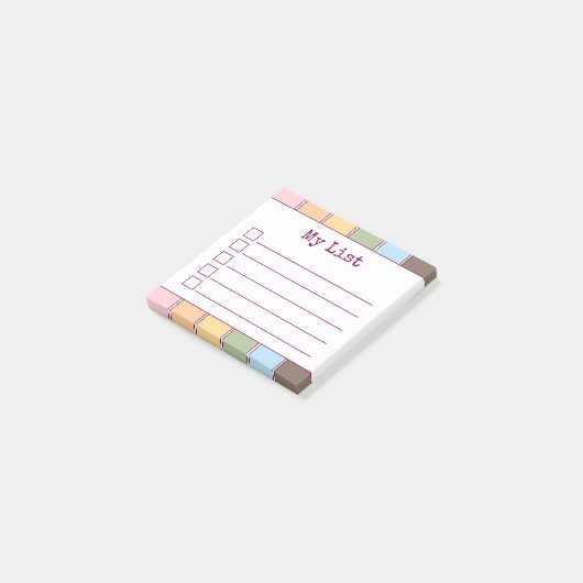 Kleurrijke Retro Lined Checklist Post-it® Notes (Schuin)