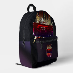 Kleurrijke Retro Luidspreker Kunst met Neon Muziek Bedrukte Rugzak