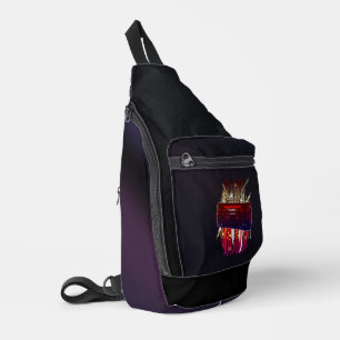 Kleurrijke Retro Luidspreker Kunst met Neon Muziek Sling Bag