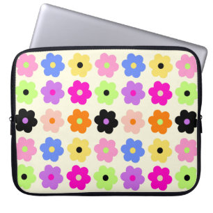 Kleurrijke retro madeliefjes minimalistisch bloeme laptop sleeve