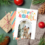 Kleurrijke Retro Merry & Bright Christmas Foto Feestdagenkaart<br><div class="desc">Een vrolijk en helder kerstfeest! Vier het seizoen met je dierbaren en stuur een kleurrijk retro stijl foto wenskaart met een leuke en vrolijke vakantie vibe. Personaliseer de foto en de namen. (Foto van Elina Fairytale op Pexels. Vervang het vriendelijk door uw eigen.)</div>