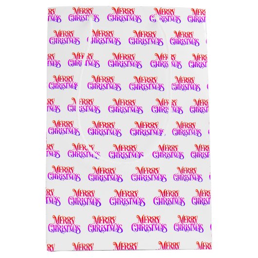 Kleurrijke Retro Merry Christmas Pattern Gift Bag Medium Cadeauzakje (Voorkant)