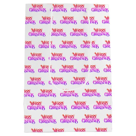 Kleurrijke Retro Merry Christmas Pattern Gift Bag Medium Cadeauzakje (Achterkant)